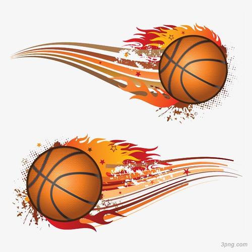 篮球火png素材透明免抠图片-卡通手绘