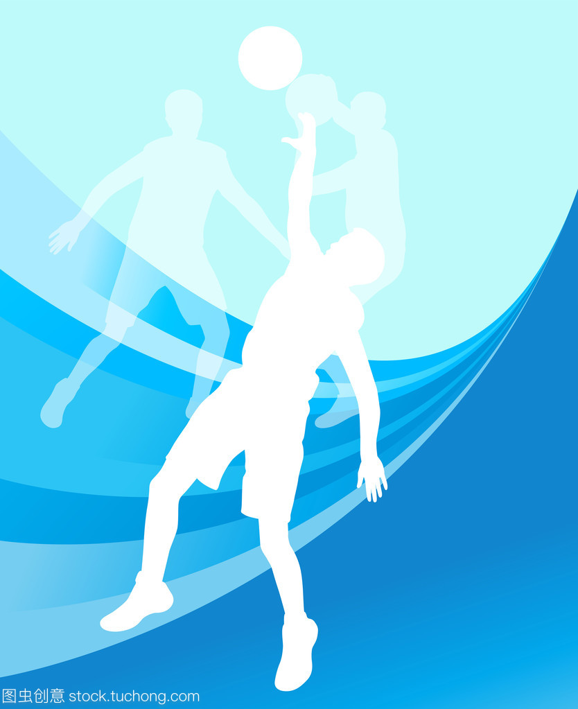 篮球运动员的运动剪影矢量背景 il