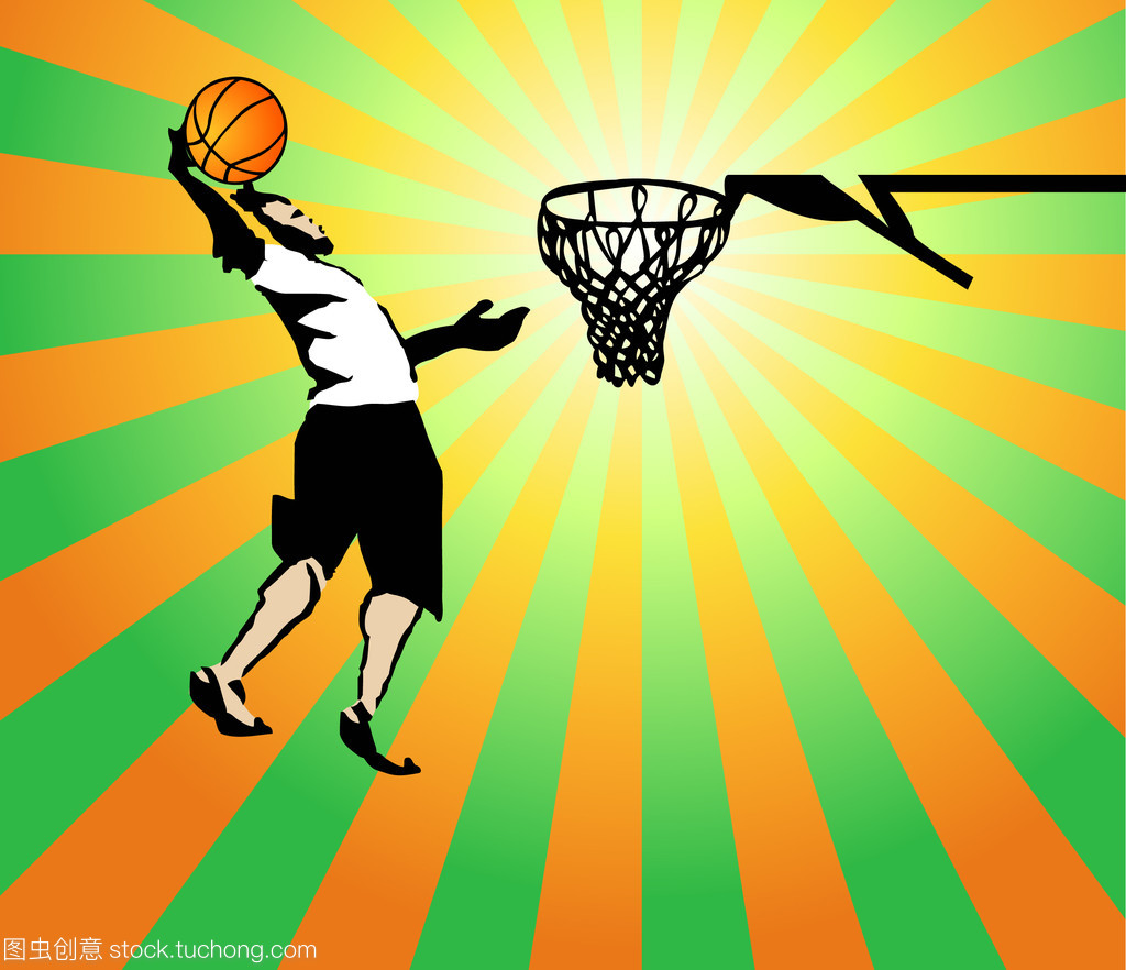 在游戏赢的篮球运动员。矢量