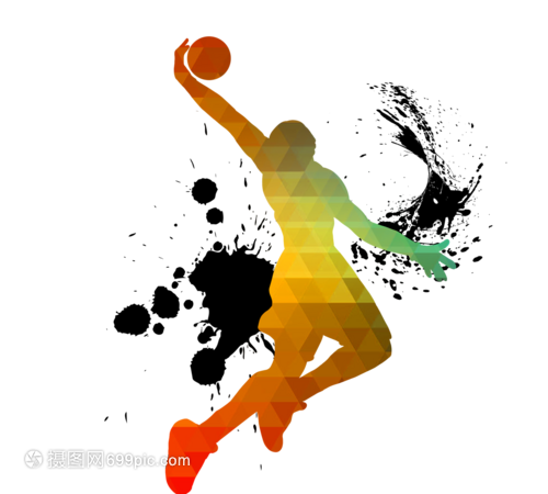 创意彩色篮球运动员
