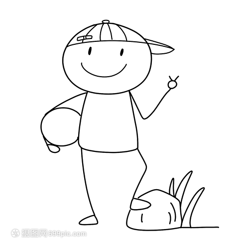 抱着篮球的小孩简笔画