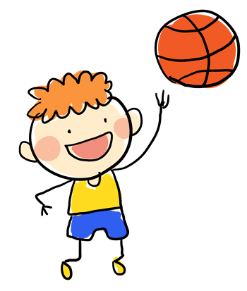 卡通手绘简笔画玩篮球的男孩