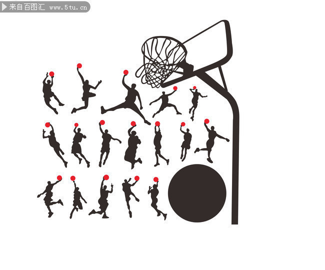 打篮球人物剪影矢量图片
