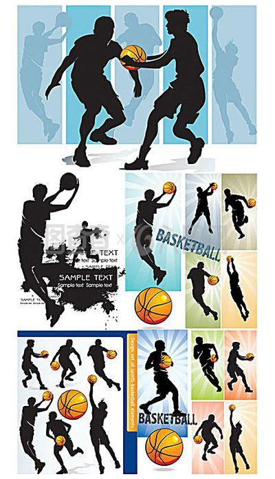 动感篮球人物剪影矢量素材