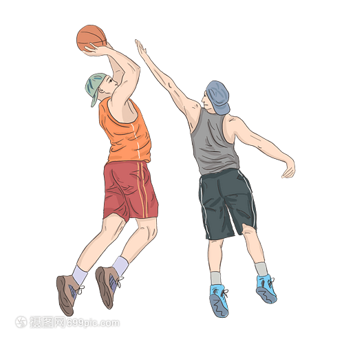 卡通简约人物打篮球元素